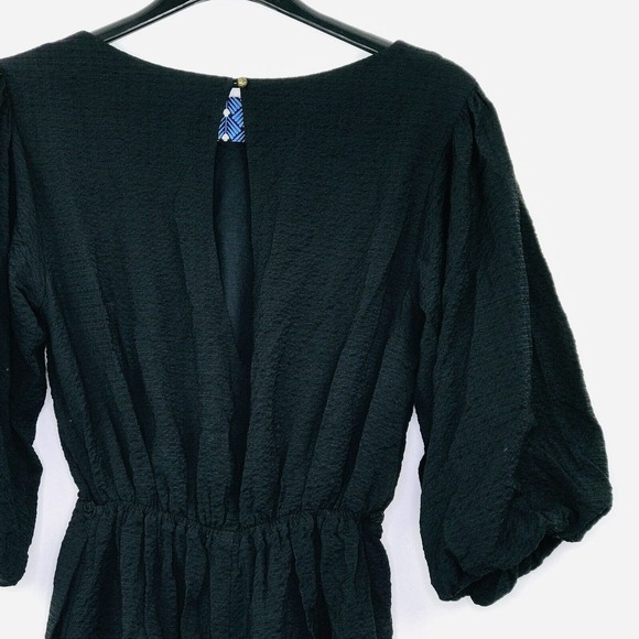 Anthropologie Women's XS Romper Black Solid Blouson Balloon Half Sleeve BU5 - Picture 7 of 7